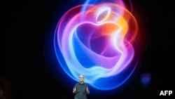 Apple CEO Tim Cook speaks during Apple's 