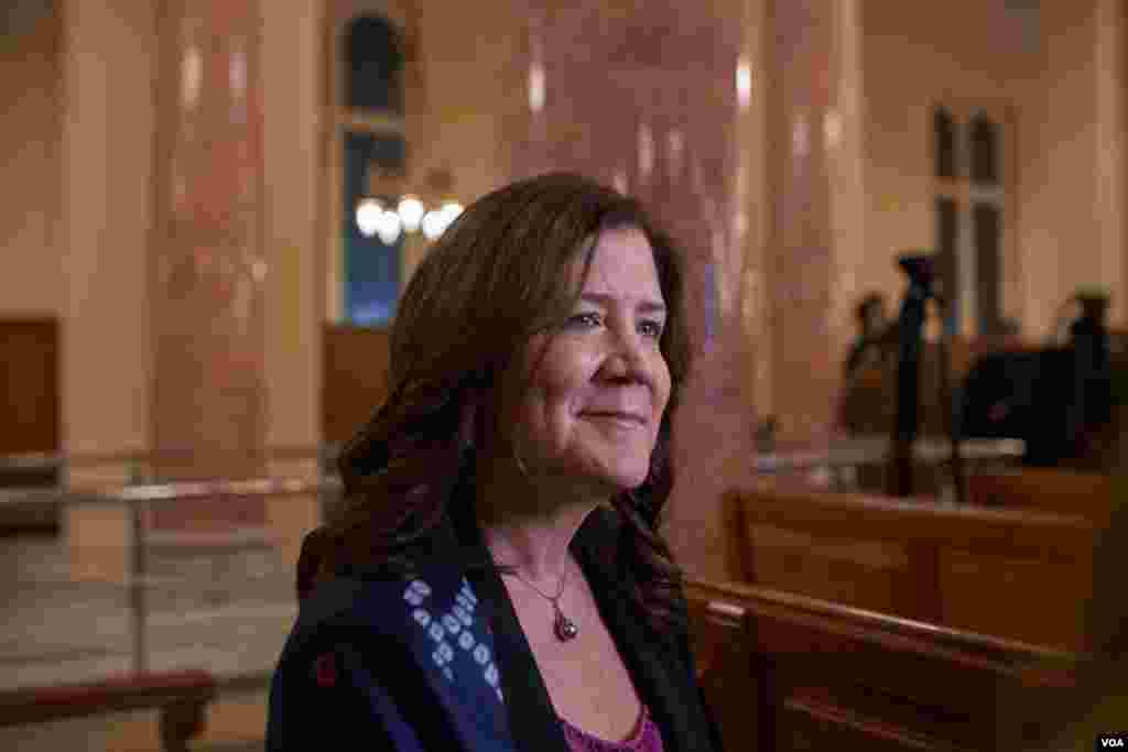 "The reopening (of Eliyahu Hanavi Synagogue) represents opportunity to show that what unites us is far stronger from what divides us," said U.S. diplomat Dorothy Camille Shea. (Hamada Elrasam/VOA)