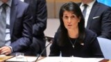 United Nations U.S. Ambassador Nikki Haley addresses a U.N. Security Council meeting on North Korea, Sept. 4, 2017 at U.N. headquarters.