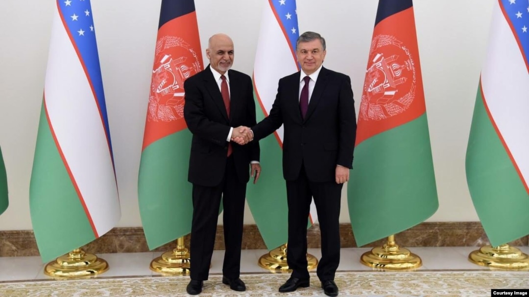Afg'oniston Prezidenti Ashraf G'ani O'zbekiston rahbari Shavkat Mirziyoyev bilan, 2018