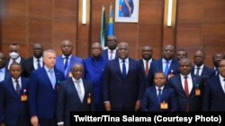 Mokonzi ya mboka Félix Tshisekedi kati na bakambi ya bituka na Palais de la Nation, Kinshasa, 13 novembre 2020. (Twitter/Présidence RDC)