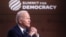 Presiden AS Joe Biden membuka KTT Demokrasi secara virtual di Gedung Putih, Kamis (9/12). 