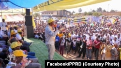 Emmanuel Ramazi Shadary, secrétaire permanent ya PPRD, na lisikulu liboso ya balendi ya PPRD na Likasi, na Haut-Katanga, 26 octobre 2019. (Facebook/PPRD)