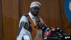 FILE — Senegalese Prime Minister Ousmane Sonko delivers a speech during a conference at the Cheikh Anta Diop university in Dakar, on May 16, 2024.