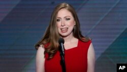 FILE - Chelsea Clinton, daughter of Democratic presidential nominee Hillary Clinton speaks during the final day of the Democratic National Convention in Philadelphia, July 28, 2016. 