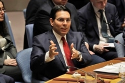 Israeli ambassador to the United Nations Danny Danon speaks during a Security Council meeting at United Nations headquarters, Feb. 11, 2020.