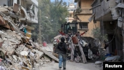 تصویری از ویرانه‌های به جا مانده از حملات روز جمعه در صور