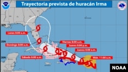 Trayectoria actualizada esperada para el huracán Irma.