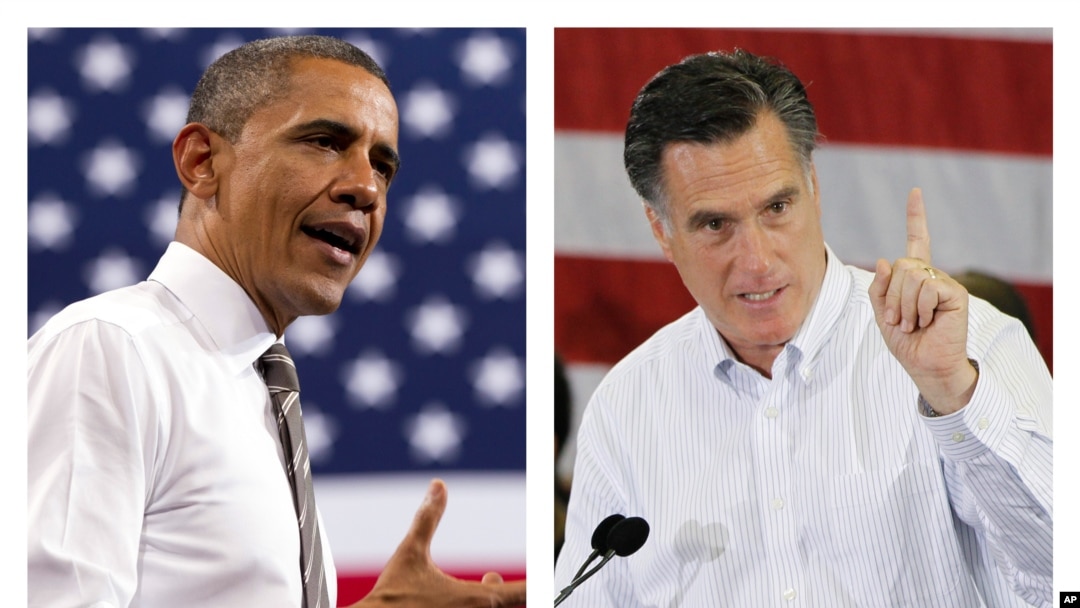 Tổng thống Barack Obama (trái), ứng cử viên Đảng Dân chủ và ông Mitt Romney, ứng cử viên Đảng Cộng hòa
