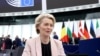 European Commission President Ursula von der Leyen arrives for the presentation of the College of Commissioners and their program at the European Parliament on November 27, 2024 in Strasbourg, eastern France. 