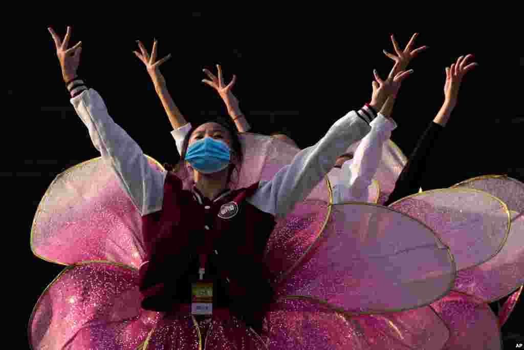 Performers rehearse for a show at the Badaling Great Wall of China on the outskirts of Beijing.