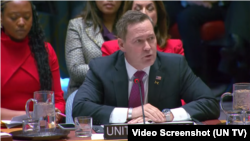 مایکل والتز سفیر آمریکا در سازمان ملل متحد در نشست ویژه شورای امنیت درباره ونزوئلا 