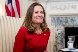 FILE - Canadian Foreign Affairs Minister Chrystia Freeland at the State Department​ in Washington, Feb. 8, 2017.