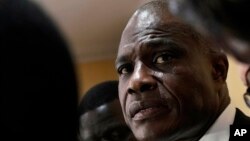 Congolese opposition presidential candidate Martin Fayulu delivers a statement at his headquarters in Kinshasa, Congo, Tuesday Jan. 8, 2019. 