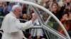 Pope Francis arrives to attend a meeting with the youth at the Lokomotiva stadium in Kosice, Slovakia, Sept. 14, 2021.