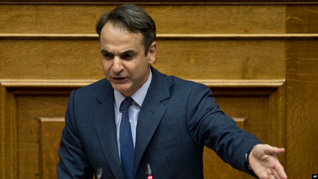 PM Yunani Kyriakos Mitsotakis berbicara di Athena (foto: dok). 