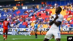 José Fajardo celebra tras marcar el primer gol de Panamá en la victoria 2-1 ante Martinica durante el segundo tiempo del partido de la Copa de Oro, el viernes 30 de junio de 2023, en Harrison, Nueva Jersey. 