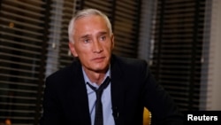 Jorge Ramos, anchor of Spanish-language U.S. television network Univision, talks to the media, after he and his team were released, in Caracas, Venezuela, Feb. 25, 2019.