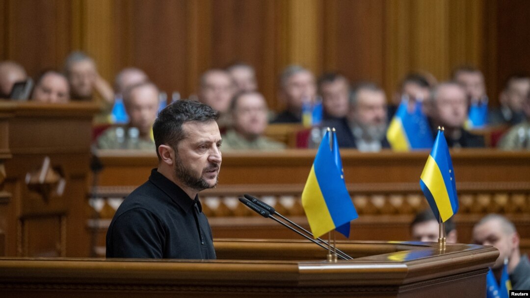 Tổng thống Ukraine Volodymyr Zelenskyy phát biểu trước quốc hội vào ngày 16 tháng 10 năm 2024.
