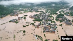 ภาพเมืองในมณฑลฝูเจี้ยน ที่ถูกน้ำท่วมจากพายุไห่ขุย (ที่มา: รอยเตอร์/ Provided by third party)