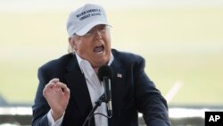Republican presidential candidate Donald Trump speaks during campaign rally in Hagerstown, Md., April 24, 2016.