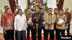 Presiden Joko Widodo mengumumkan Paket Kebijakan Ekonomi di Istana Merdeka Jakarta, 9 September 2015. 