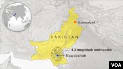 Địa điểm xảy ra trận động đất cách thành phố Nawabshah 12 kilo mét về hướng bắc