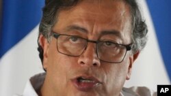 El presidente de Colombia, Gustavo Petro, habla durante una cumbre sobre migración en Palenque, México, el domingo 22 de octubre de 2023.