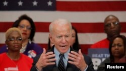 Democratic U.S. presidential candidate and former Vice President Joe Biden speaks during a campaign stop on gun violence in Columbus, Ohio, U.S., March 10, 2020. REUTERS/Brendan McDermid - RC27HF9710Y6