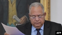 The President of the National Electoral Council (CNE), Elvis Amoroso, gestures during a press conference in Caracas on August 2, 2024.