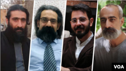 Undated images of four Iranian Dervish activists sent into internal exile in Iran after being released from prison from March to May 2020. From left to right: Saeed Soltanpour, Reza Entesari, Sina Entesari and Saeed Dourandish (VOA Persian)