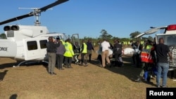 Hojjettoonni helikooptara humna qilleensaa Zaambiyaa AB-212 boorsaa qaamaa kan itti aanaa pirezidaantii Maalaawii Saawuloos Kilaawus Chilimaa keessa ture yeroo barbaadan, Waxabajjii 11, 2024. 
