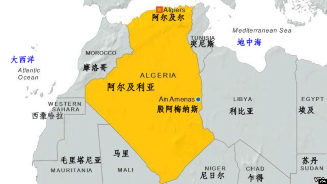 阿尔及利亚位置图
