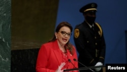 Presiden Honduras Iris Xiomara Castro Sarmiento di Markas Besar AS di New York. (Foto: Reuters)