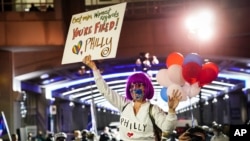 Demonstrators supporting a full ballot count gather outside the Philadelphia Convention Center three days after the presidential election polls closed as they await tabulation results, Friday, Nov. 6, 2020, in Philadelphia. (AP Photo/John Minchillo)