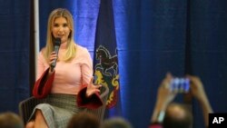 White House senior adviser Ivanka Trump talks during a town hall meeting on Tax Reform at the Northampton Township Senior Center in Richboro, Pa., Oct. 23, 2017. 