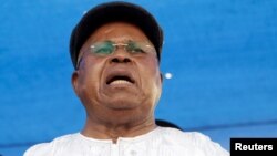 FILE - Congolese opposition leader Étienne Tshisekedi addresses a political rally in the Democratic Republic of Congo’s capital, Kinshasa, July 31, 2016.