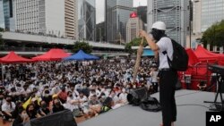 A protester shares his story during continued pro-democracy rallies in Hong Kong, on Monday, Sept. 2, 2019. Hong Kong has been the scene of tense anti-government protests for nearly three months. The demonstrations began in response to a proposed…