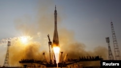 The Soyuz MS spacecraft carrying the crew of Kate Rubins of the U.S., Anatoly Ivanishin of Russia and Takuya Onishi of Japan blasts off to the International Space Station (ISS) from the launchpad at the Baikonur cosmodrome, Kazakhstan, July 7, 2016. REUT