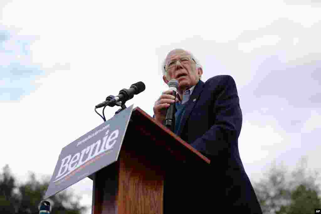 Democratic presidential candidate Sen. Bernie Sanders, I-Vt., speaks during a campaign event, Feb. 28, 2020, in Columbia, S.C.