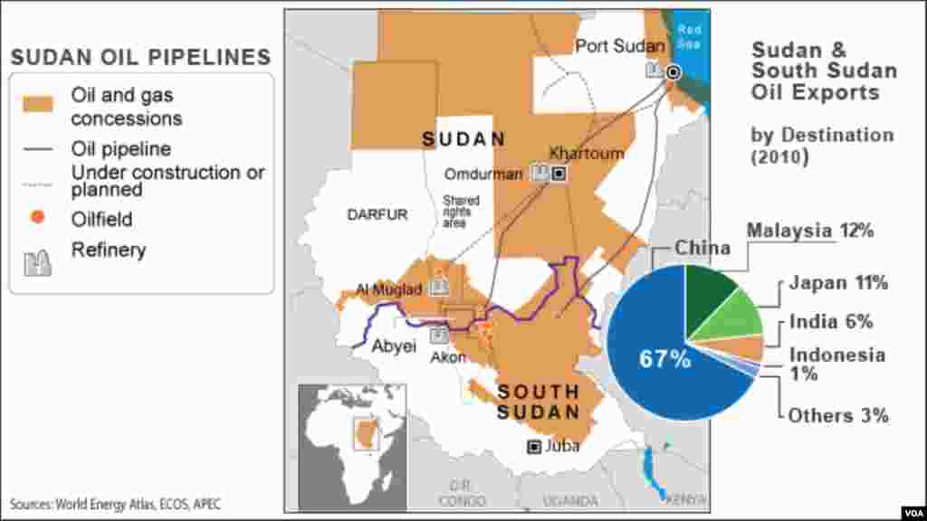 &nbsp;&ldquo;The resumption of oil production and transportation through Sudanese pipelines is good news for now. However, South Sudan should endeavor to construct an alternative pipeline for the future.&quot; James Duasanga in Yambio. A map of oil pipelines in Sudan. Landlocked South Sudan relies on pipelines in Sudan to transport the crude it produces to sea ports for export. 