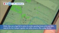 VOA60 Addunyaa - Uber won a legal bid to restore its its operating license with London regulators