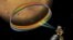 This graphic depicts the Mars Climate Sounder instrument on NASA's Mars Reconnaissance Orbiter measuring the temperature of a cross section of the Martian atmosphere as the orbiter passes above the south polar region. 