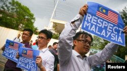 Protesta frente a la embajada de Corea del Norte en Kuala Lumpur, capital de Malasia.