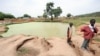 (FILE) Two young boys stand in front of a pond infected with lead poison at Dareta village, Anka district in Zamfara State on June 10, 2010. 