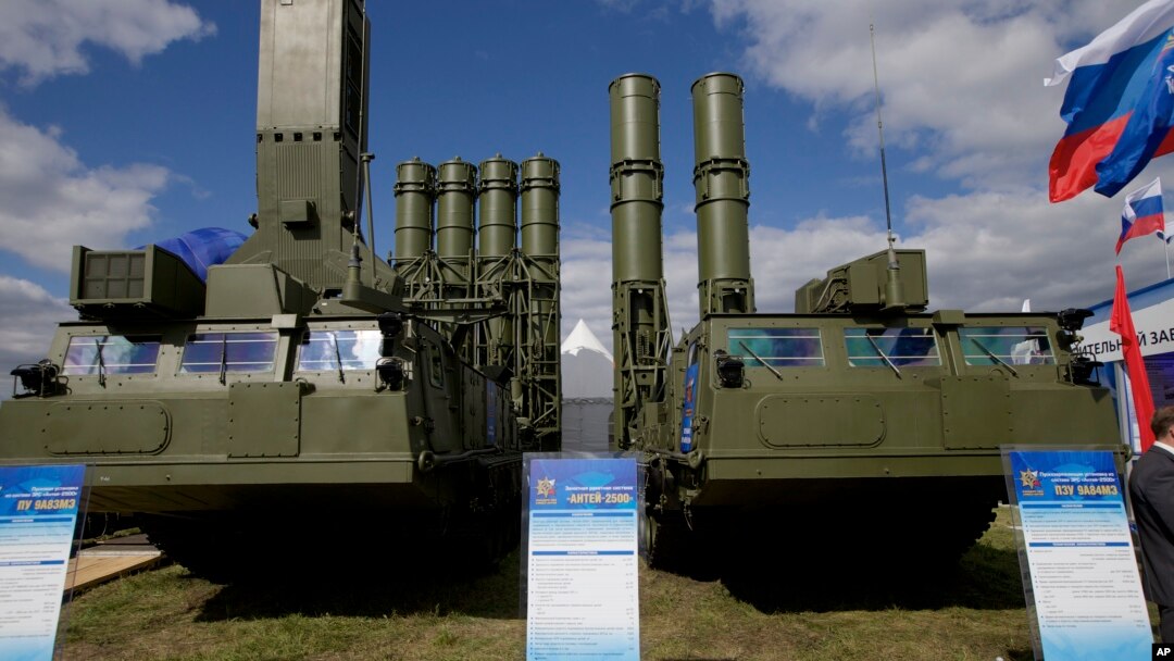 FILE - Russia's sophisticated S-300 air defense systems is on display at the opening of the MAKS Air Show in Zhukovsky, outside Moscow, Russia, Aug. 27, 2013. 