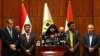 Najiha Abdul-Amir al-Shimari, head of Iraq's Martyrs Establishment speaks during a press conference, in Baghdad, March 20, 2018. Al-Shimari said the bodies of Indians abducted by the Islamic State group were found in a mass grave outside Mosul. 