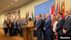 Посол США в ООН Линда Томас-Гринфилд выступает в Совете Безопасности. 17 апреля 2023 г.