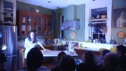 Nadine Malouf in a scene from Oh My Sweet Land at a home in Brooklyn. (The Play Company)
