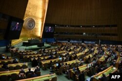 U.N. Secretary-General Antonio Guterres speaks on 2025 priorities to the U.N. General Assembly in New York on Jan. 15, 2025.